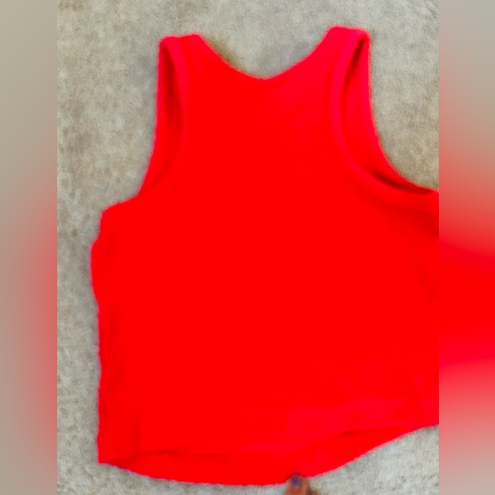 Zara Bright Red Ribbed Top - Picture 4 of 4